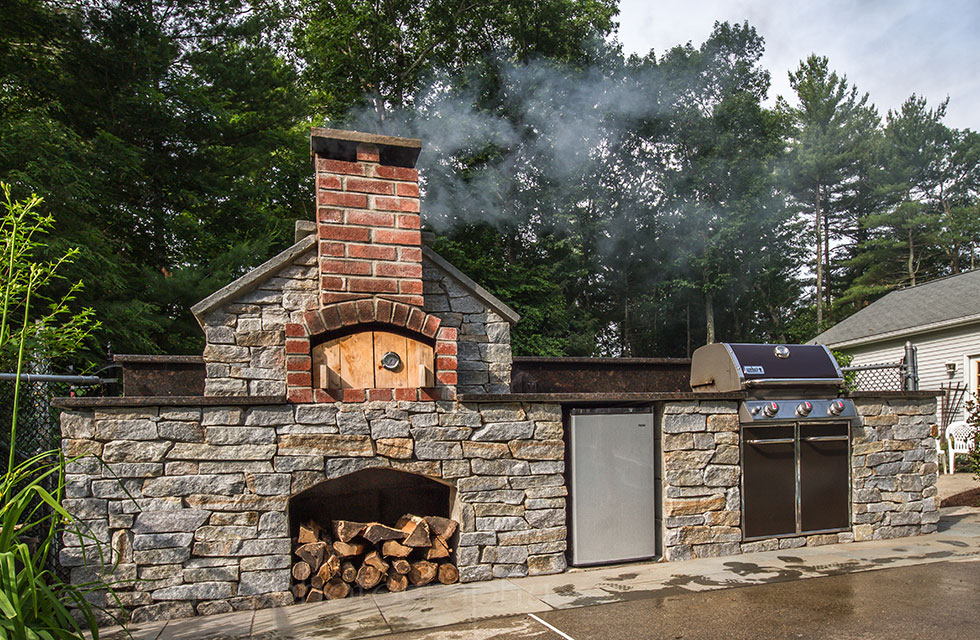 Outdoor fireplace and cooking range in Charlton, MA